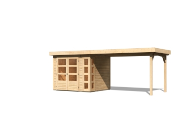 Karibu Woodfeeling Gartenhaus Kerko 3/4 mit 280 cm Schleppdach - 19 mm