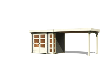 Karibu Woodfeeling Gartenhaus Kerko 3/4 mit 280 cm Schleppdach - 19 mm