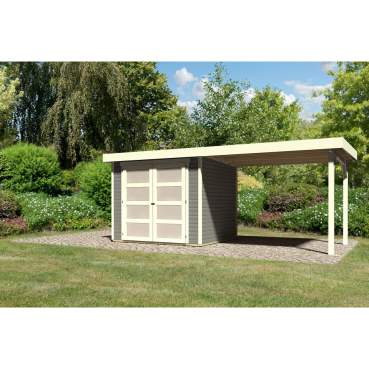 Preview: Karibu Gartenhaus Gerätehaus Mühlendorf 3 mit 280 cm Schleppdach - 19 mm