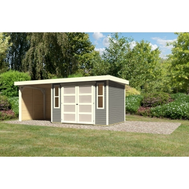 Karibu Gartenhaus Gerätehaus Mühlendorf 3 mit 240 cm Schleppdach + Seiten- und Rückwand - 19 mm