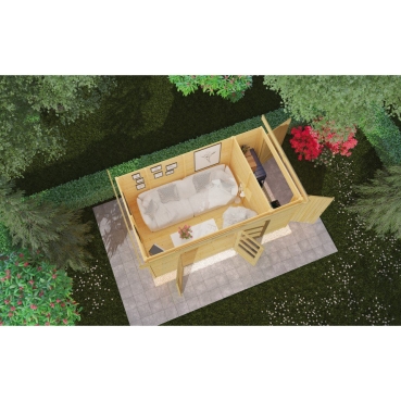 Preview: Karibu Woodfeeling Gartenhaus Retola 2/3/4/5/6 inkl. Anbauschrank - 19 mm