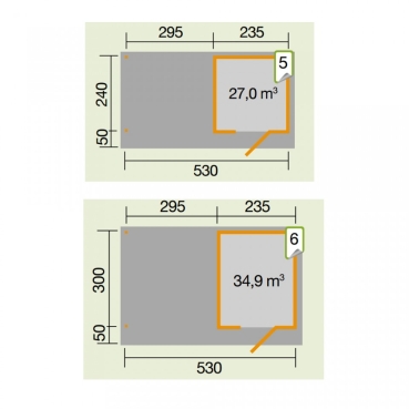 Weka 28 mm Designhaus 172 B inkl. 300 cm Anbau in 2 Grössen