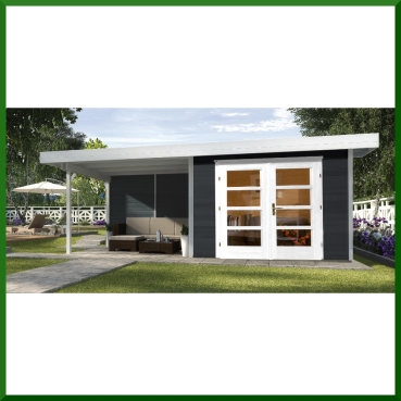 Preview: Weka Designhaus 126 B+ inkl. 300 cm Anbau und extra hoher Tür - 28 mm  Grösse 1