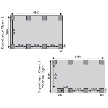 Preview: Karibu Doppelcarport Classic Doppel 2