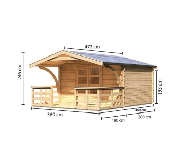 Preview: Karibu Gartenhaus Bayreuth 5 mit Vordach und Terrasse