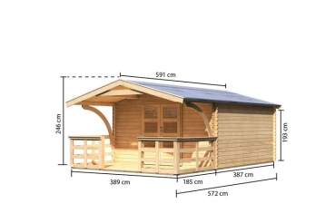 Preview: Karibu Gartenhaus Bayreuth 6 mit Vordach und Terrasse