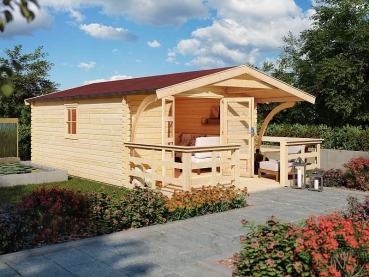 Preview: Karibu Gartenhaus Bayreuth 6 mit Vordach und Terrasse