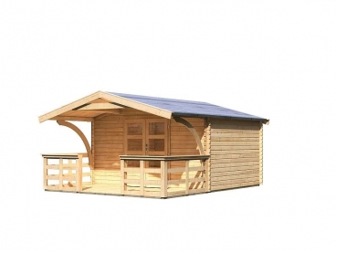 Preview: Karibu Gartenhaus Meldorf 5 mit Vordach und Terrasse