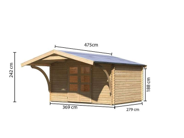 Preview: Karibu Gartenhaus Meldorf 5 mit Vordach