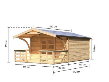 Preview: Karibu Gartenhaus Meldorf 6 mit Vordach und Terrasse