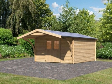 Karibu Gartenhaus Mühlheim 6 natur mit Vordach 1,8 m