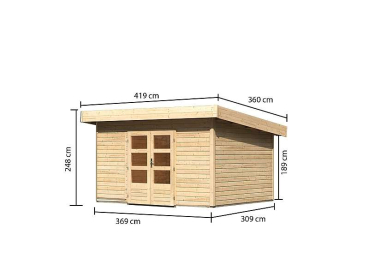 Preview: Karibu Gartenhaus Northeim 4 natur 38 mm