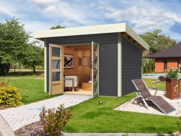 Preview: Karibu Gartenhaus Northeim 4 terragrau 38 mm