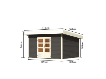 Preview: Karibu Gartenhaus Northeim 4 terragrau 38 mm