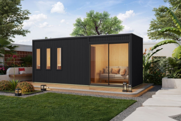 Karibu Design Saunahaus Monterey Blackline - 73 mm in Black oder Natur