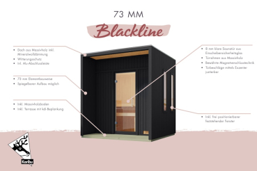Karibu Design Saunahaus Arcadia Blackline - 73 mm