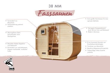 Karibu Saunahaus Fasssauna Quadro 1 Plus - 38 mm