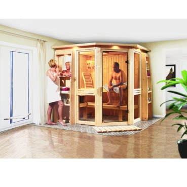 Karibu Amelia 1 - Sauna mit Eckeinstieg 68 mm