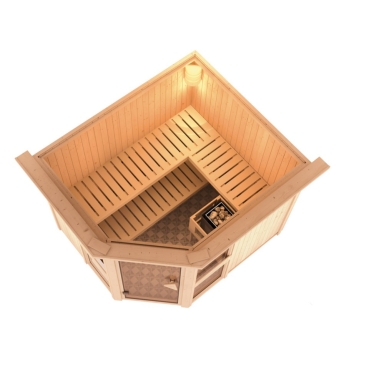 Karibu Amelia 3 - Sauna mit Eckeinstieg 68 mm
