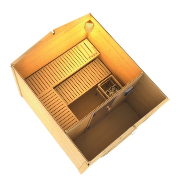 Karibu Bosse 1 - 38 mm Gartensauna mit Vorraum und Satteldach