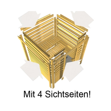 Karibu Woodfeeling Sauna KARLA 38 mm Massivholz Fronteinstieg