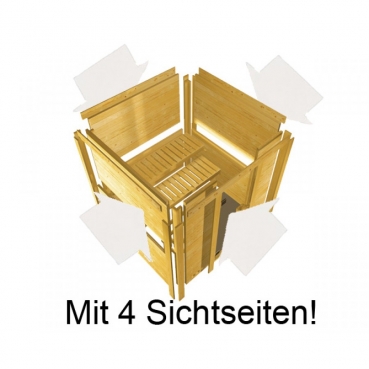 KARIBU RIONA Premium Massivholzsauna Eckeinstieg 40mm