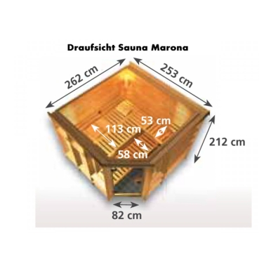 KARIBU MARONA Premium Massivholzsauna Eckeinstieg