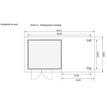 Karibu Woodfeeling Gartenhaus Kerko 3/4 mit 240 cm Schleppdach - 19 mm
