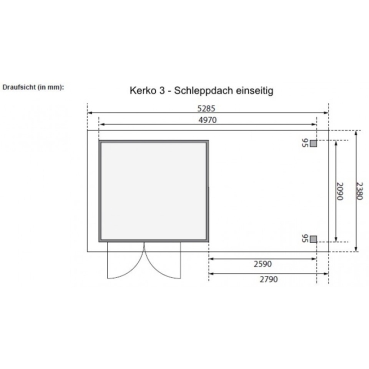 Preview: Karibu Woodfeeling Gartenhaus Kerko 3/4 mit 280 cm Schleppdach - 19 mm