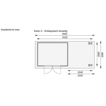 Preview: Karibu Woodfeeling Gartenhaus Kerko 3/4 mit 240 cm Schleppdach/Seiten- und Rückwand
