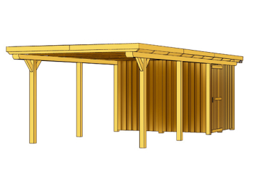 Preview: Skanholz Leimholz-Einzel-Carport Emsland 354 x846cm mit Abstellraum