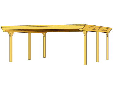 Preview: Leimholz-Carport Doppel-Carport Flachdach  ca. 613 x 604cm