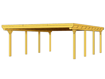 Preview: Leimholz  Doppel-Carport Flachdach ca 613 x 846cm