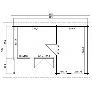Preview: Lasita Maja Gartenhaus Modell Montrose 44mm