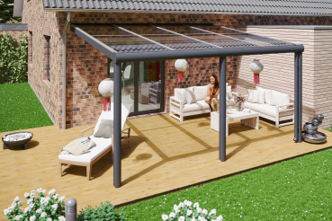 Preview: Terrassenüberdachung Monza 434 x 257 cm, Aluminium, weiss oder anthrazit Preview: Terrassenüberdachung Monza 434 x 257 cm, Aluminium, weiss oder anthrazit