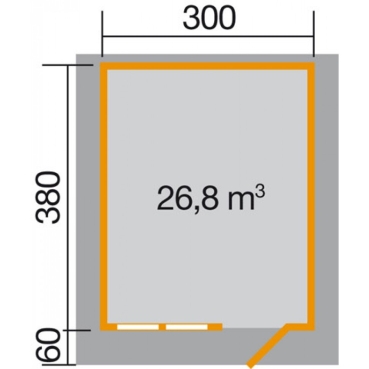 Weka Gartenhaus Typ 139 A in 45 mm mit Vordach (60 cm) in 3 Grössen