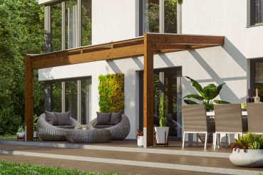 Terrassenüberdachung Novara 450 x 259 cm, Leimholz, natur + 4 Farbtöne