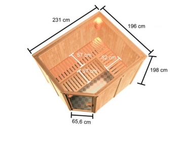 Woodfeeling Sauna HORNA (Eckeinstieg) 68mm