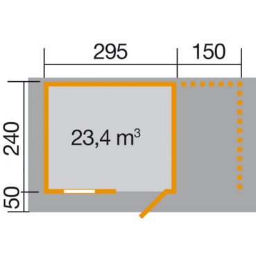 Preview: Weka 28 mm Gartenhaus Typ 170 A mit Holzlagerplatz in 3 Grössen