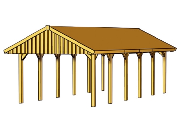 Preview: Satteldach-Einzel-Carport ca. B:380 x T:900cm mit Dachschalung