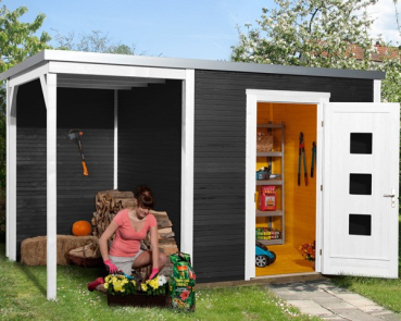 Preview: Weka Designhaus wekaLine 413 A in 45 mm inkl. 150 cm Anbau Gr.2