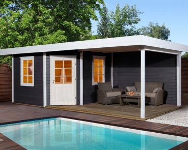 Preview: Weka Designhaus 213 B  in 28 mm inkl. 300 cm Anbau Gr. 2