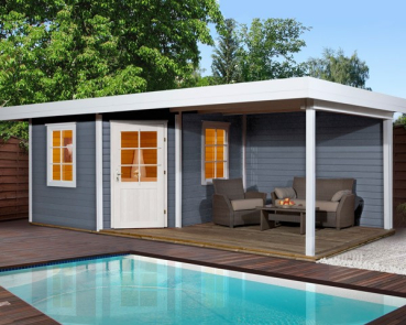 Preview: Weka Designhaus 213 B  in 28 mm inkl. 300 cm Anbau Gr. 2