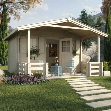 Weka 45 mm Weekendhaus 138 B mit Vordach+Terrasse in 2 Grössen