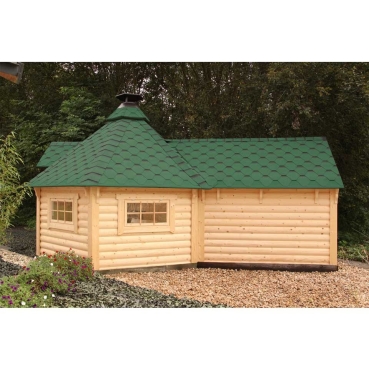 Wolff Finnhaus Grillkota 9 de luxe mit Saunaanbau