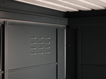 Finnhaus Wolff Metall-Gartenhaus Thorin 6024 + 3m Anbaudach - Elementhaus - Geräteschuppen - Flachdach - anthrazit