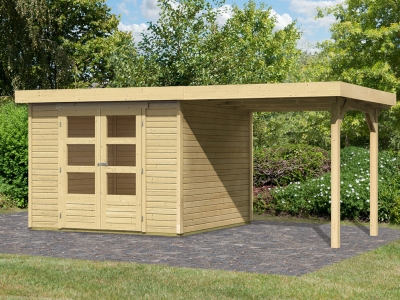 Woodfeeling Gartenhaus Askola 4 naturbelassen inkl. Schleppdach 240 cm