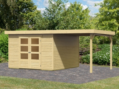 Woodfeeling Gartenhaus Askola 5 naturbelassen inkl. Schleppdach 240 cm