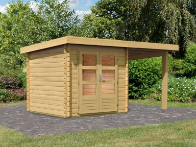 Woodfeeling Blockbohlenhaus Bastrup 2 mit Schleppdach 2 Meter