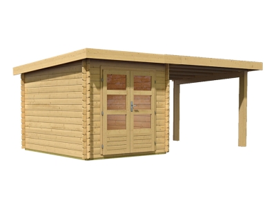 Woodfeeling Blockbohlenhaus Bastrup 4 mit Schleppdach 3 Meter